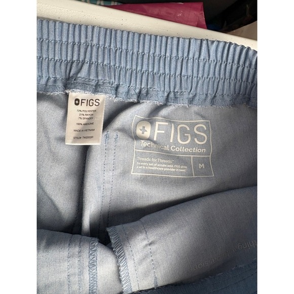 FIGS Technical Collection Blue Scrub Pants Drawstring Elastic Waist Pockets - Picture 4 of 5